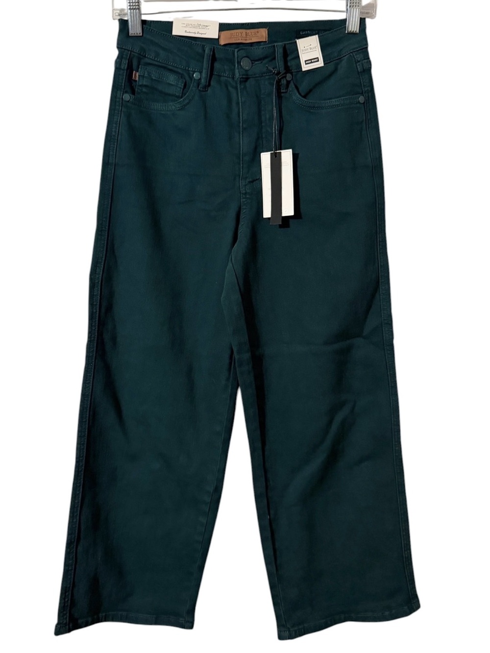 NWT JUDY Blue Hailey Tummy Control High Waisted Cropped Wide Leg Jeans 3/26 teal